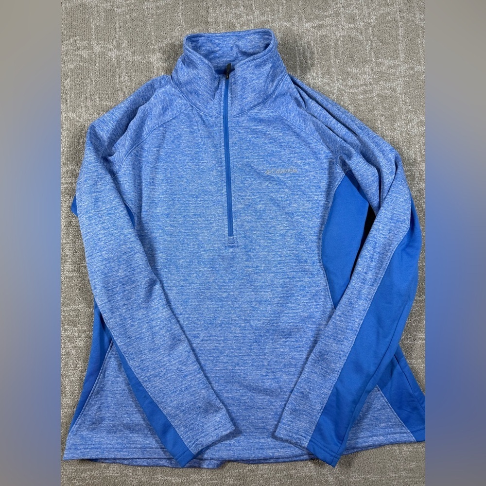Columbia Blue Quarter Zip Fleece Lined Casual Hiking Long Sleeve Women Size XL